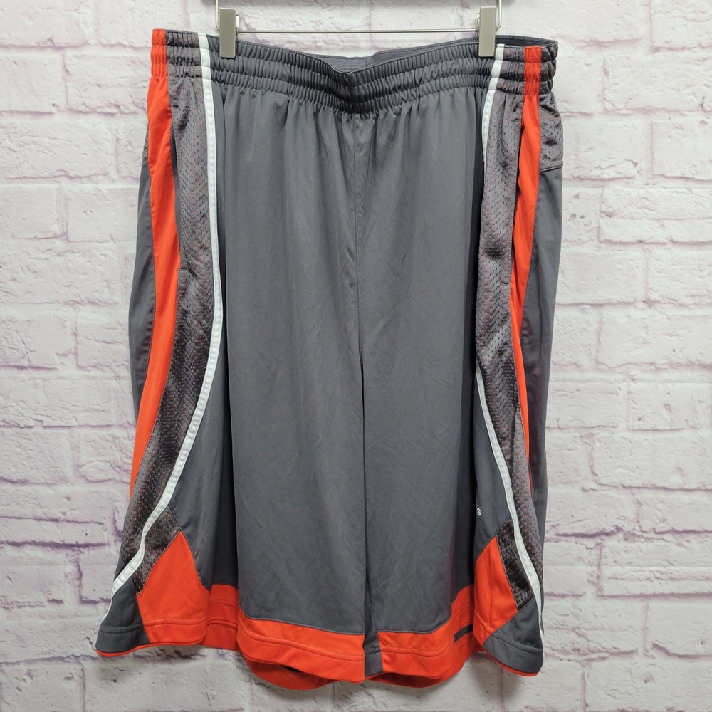 Adidas Athletic Basketball Shorts Mens 3XL Big & Tall Gray Orange Y2K Colorblock